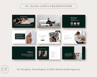 Canva Presentation Template, Slide Deck Business, Mental Health PPT,  Infographic, Modern PowerPoint Deck, Minimal and Clean Design