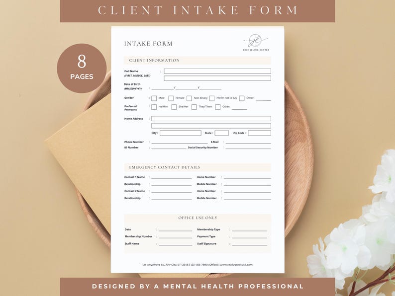 Therapy Client Intake Form, Therapist Template, Counseling Intake Form ...