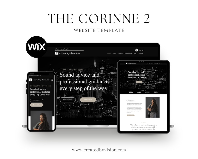 Black & White WIX Website Template Consultants Website Template