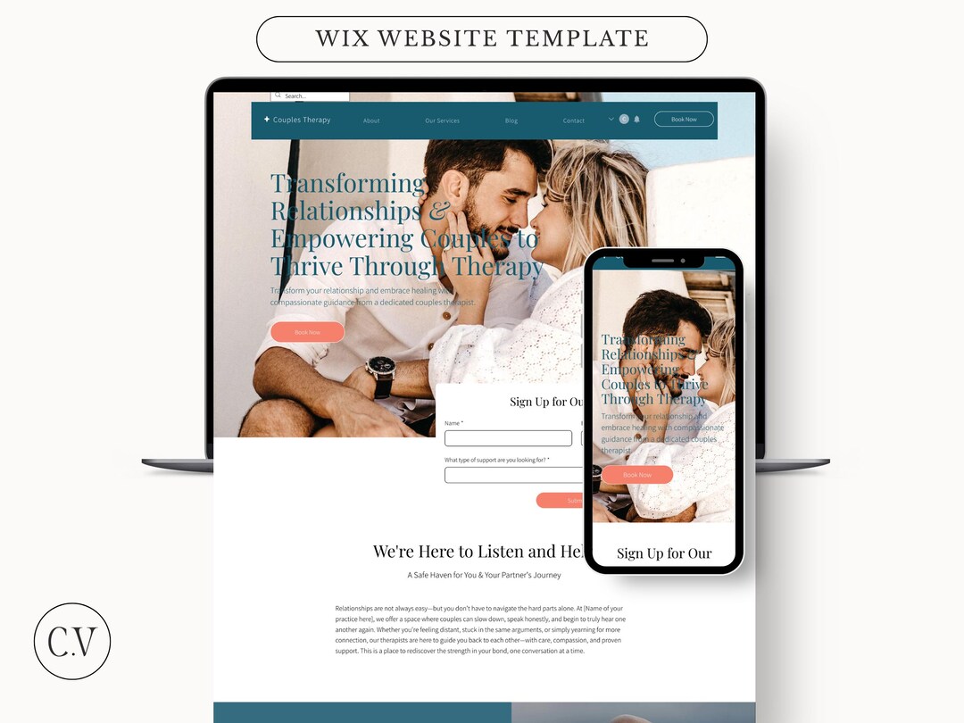 Couple Website Examples Couples Therapy WIX Website Template | Couples Therapist Website ...