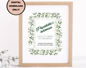 Hawaiiaans spreekwoord afdrukbare muurkunst, 9 KLEUREN THEMABUNDEL, afdrukbare download, inheemse Hawaiiaanse taalcitaat, artistiek cadeau voor volwassenen