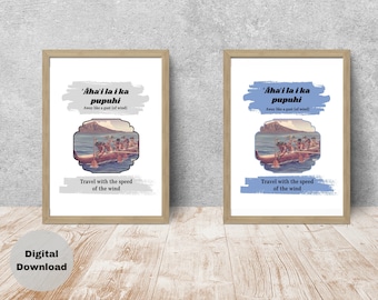 10 KLEUREN THEMA BUNDEL - Hawaiiaans spreekwoord afdrukbare muurkunst, afdrukbare download, Hawaiiaanse taal, artistiek cadeau voor volwassenen, reiscitaat