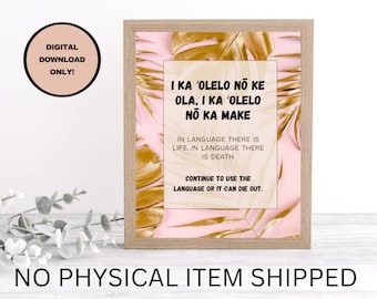 Hawaiiaans spreekwoord afdrukbare muurkunst, 10 KLEUREN THEMABUNDEL, afdrukbare download, inheemse Hawaiiaanse taalcitaat, artistiek cadeau voor volwassenen