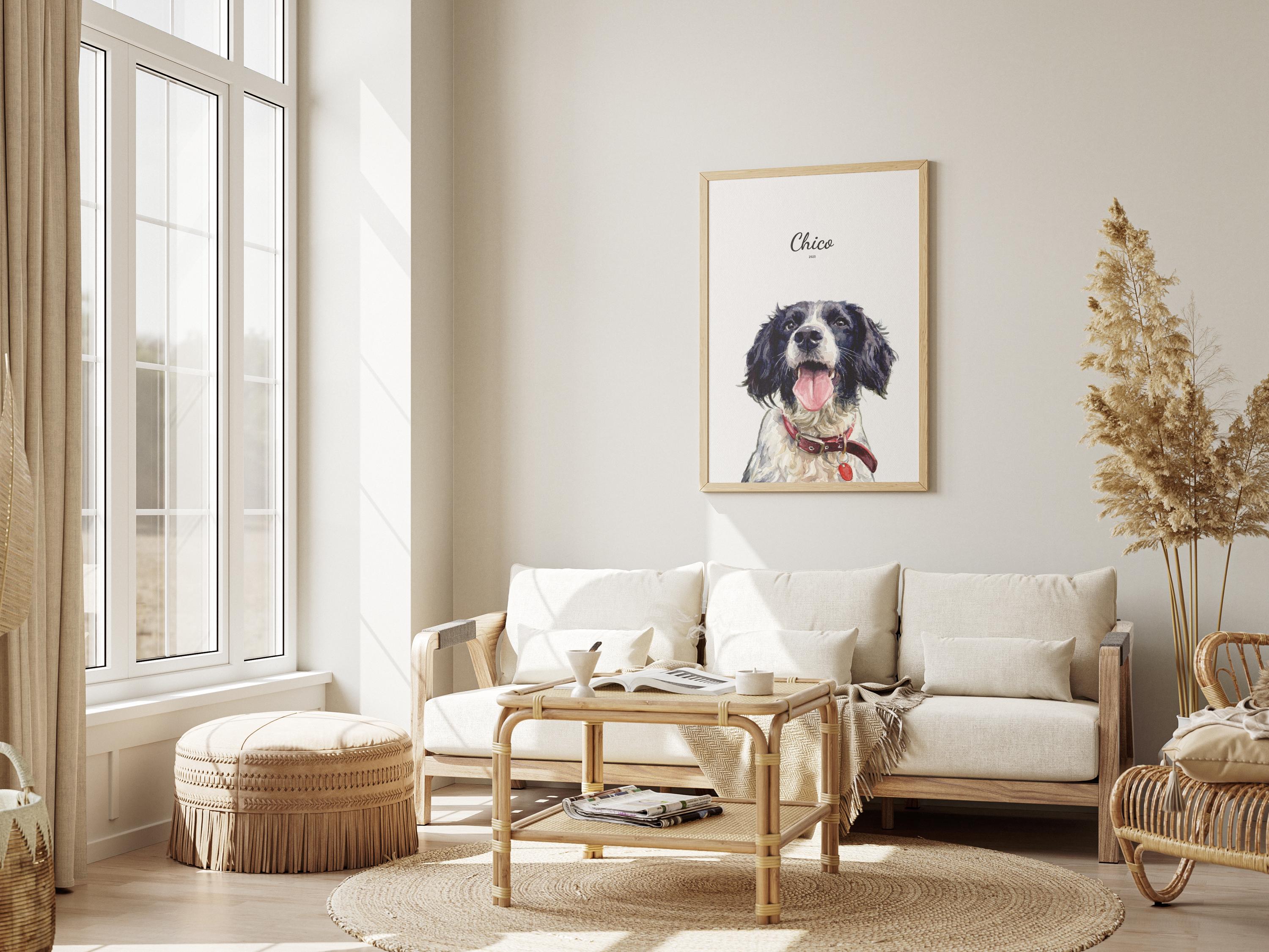 Custom Watercolor Pet Portrait Dog Cat Memorial Gift Personalized Pet ...