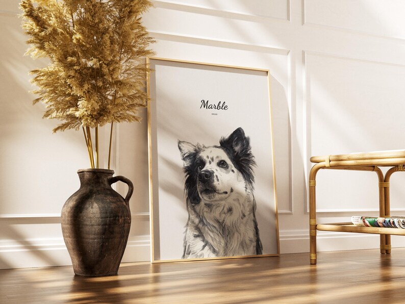 Custom Watercolor Pet Portrait Dog Cat Memorial Gift Personalized Pet ...
