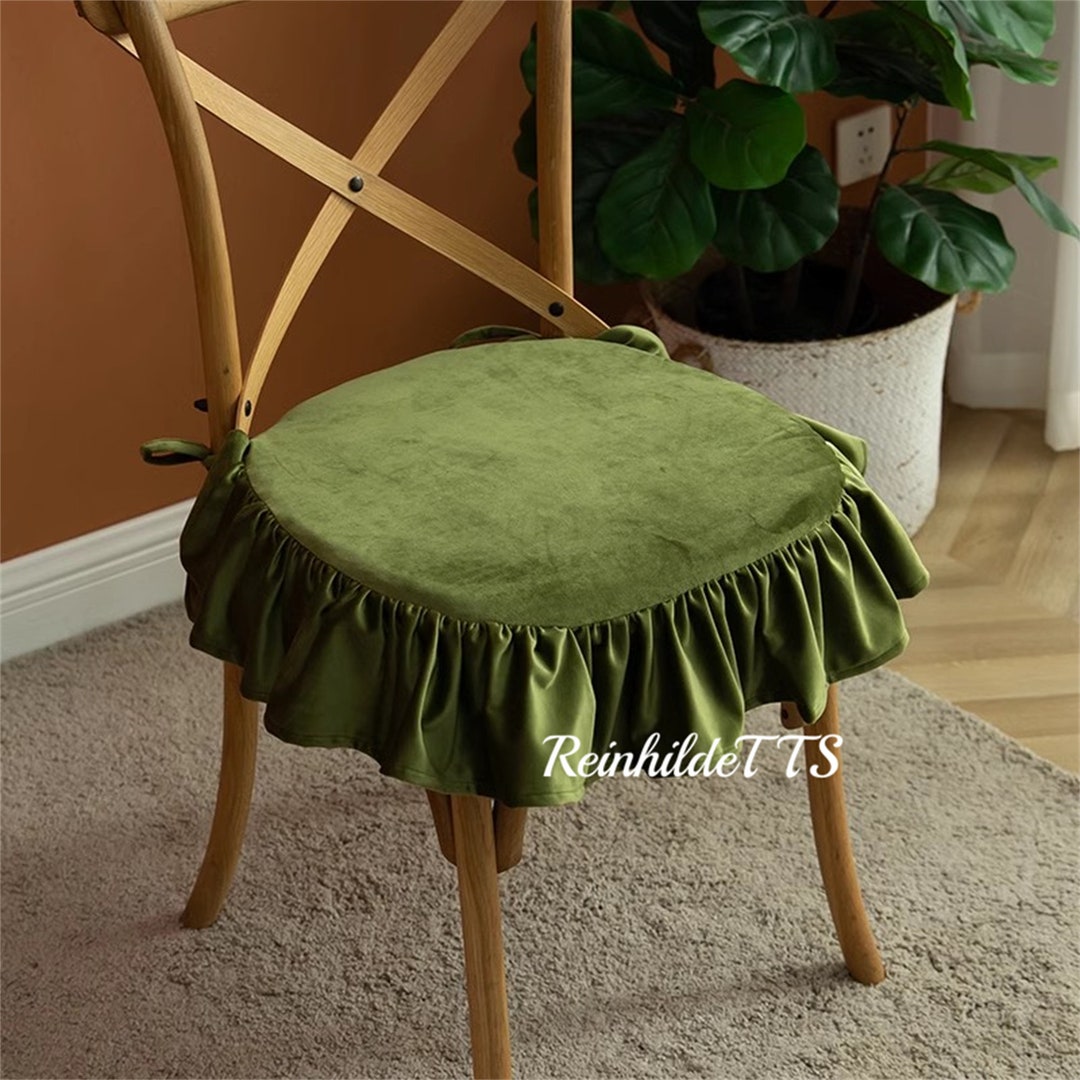 Ruffled Chair Pads Vintage Chair Pads Velvet Chair Pads Etsy
