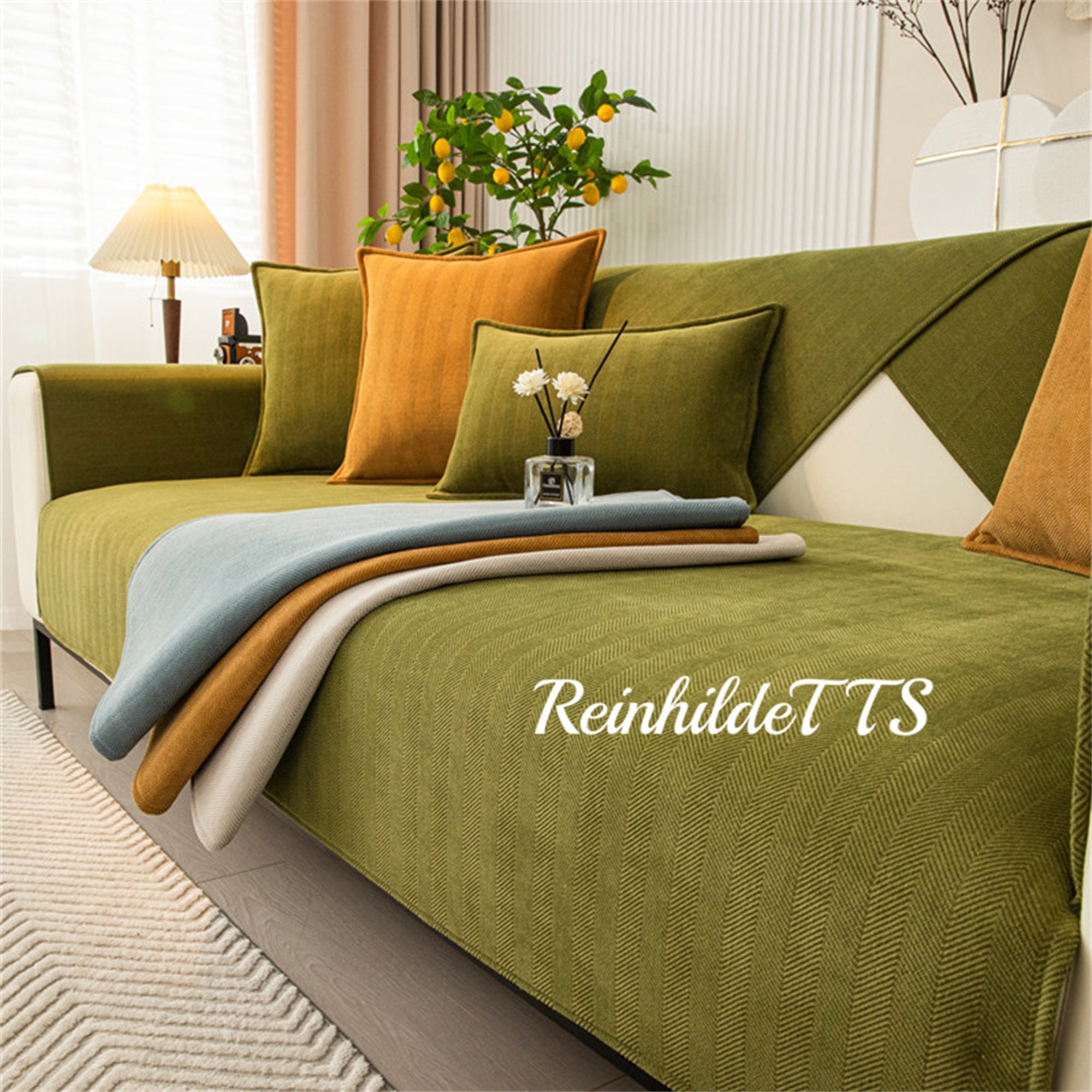 Matcha Green Sofa Cushion Custom Size Chenille Couch Cover Etsy