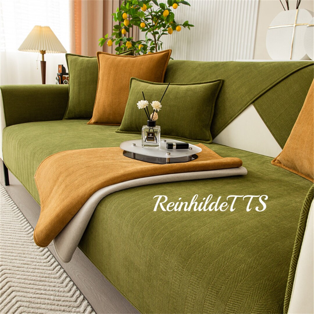 Matcha Green Sofa Cushion Custom Size Chenille Couch Cover Etsy