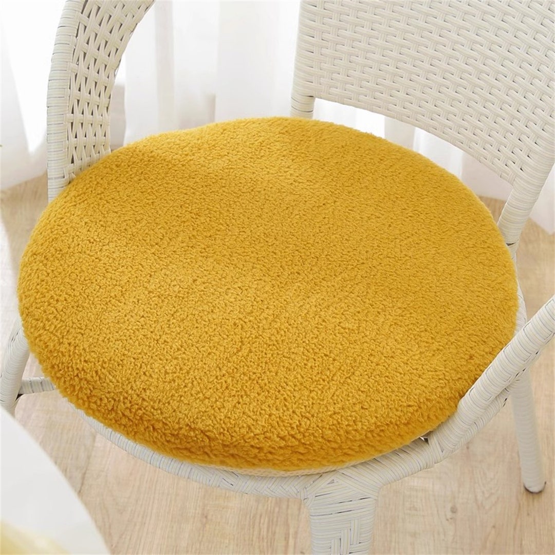 Round Plush Chair Pad Cushion Yellow Chair Pads Blur Chair Etsy