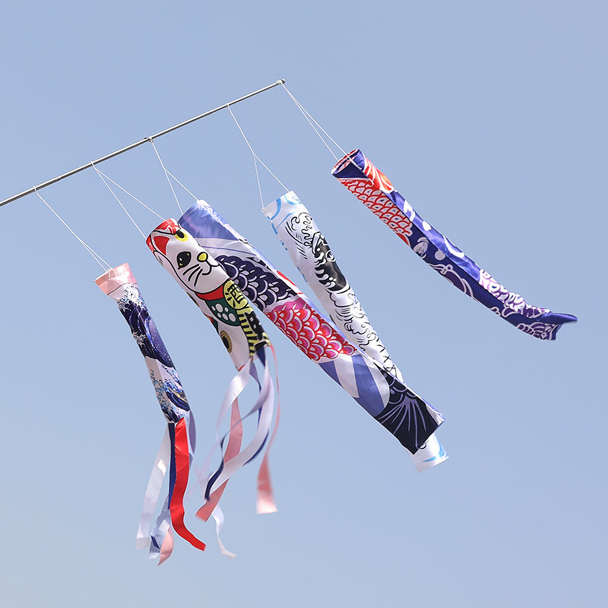 Cosmo Japanese Cotton Panel Fishing Banner Nobori in Blue or Black