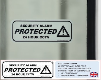 PROTECTED 24 HOUR CCTV window stickers x 2 for home, business, car, van, truck, caravan or boat. Internal sticker to deter theft & crime