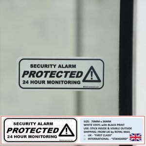 4 x PROTECTED 24 HOUR MONITORED Intruder Security Alarm window stickers home business car van truck caravan boat. Warn and Prevent theft