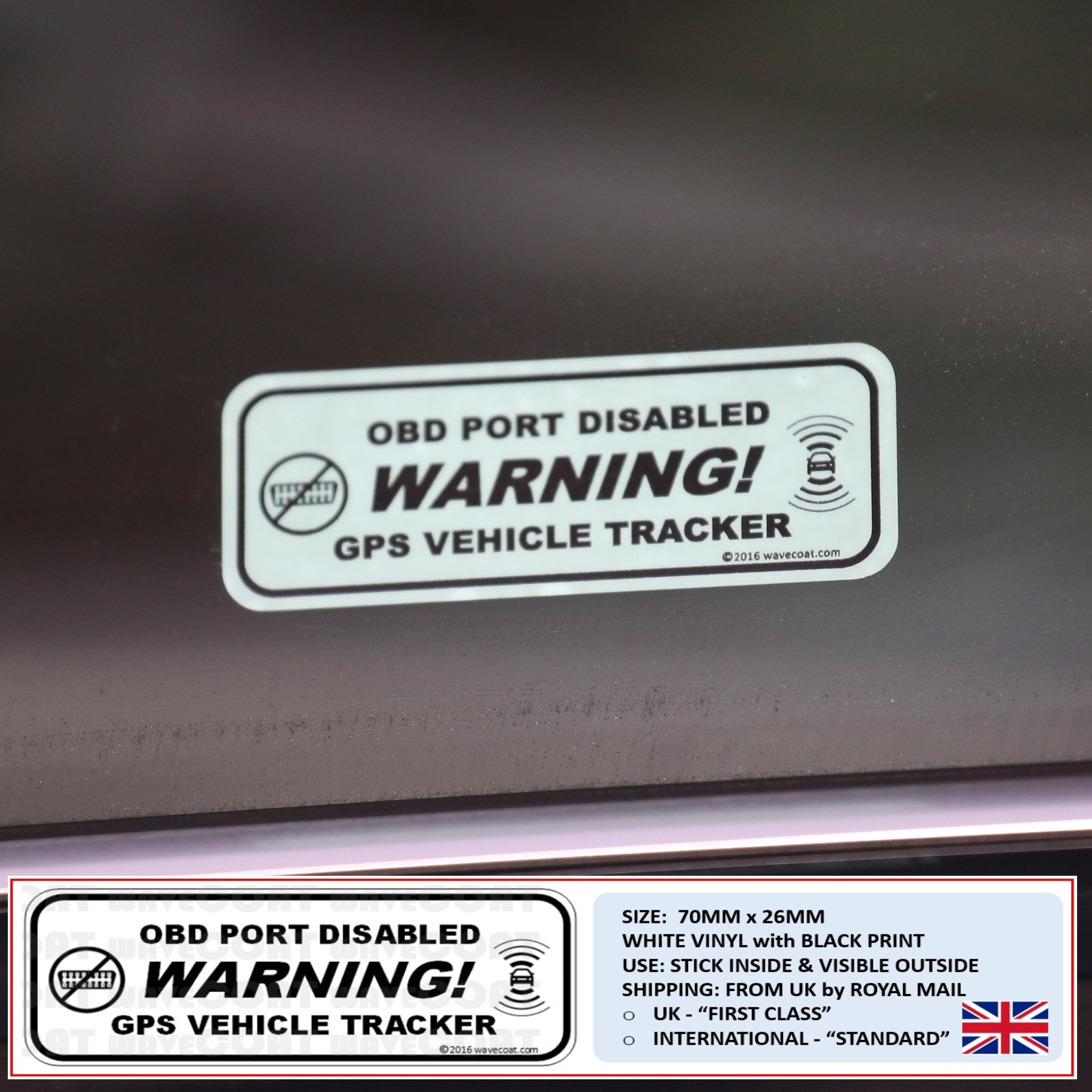 WARNING: 4 X OBD Port Disabled & GPS Tracker Fitted Window Stickers for ...