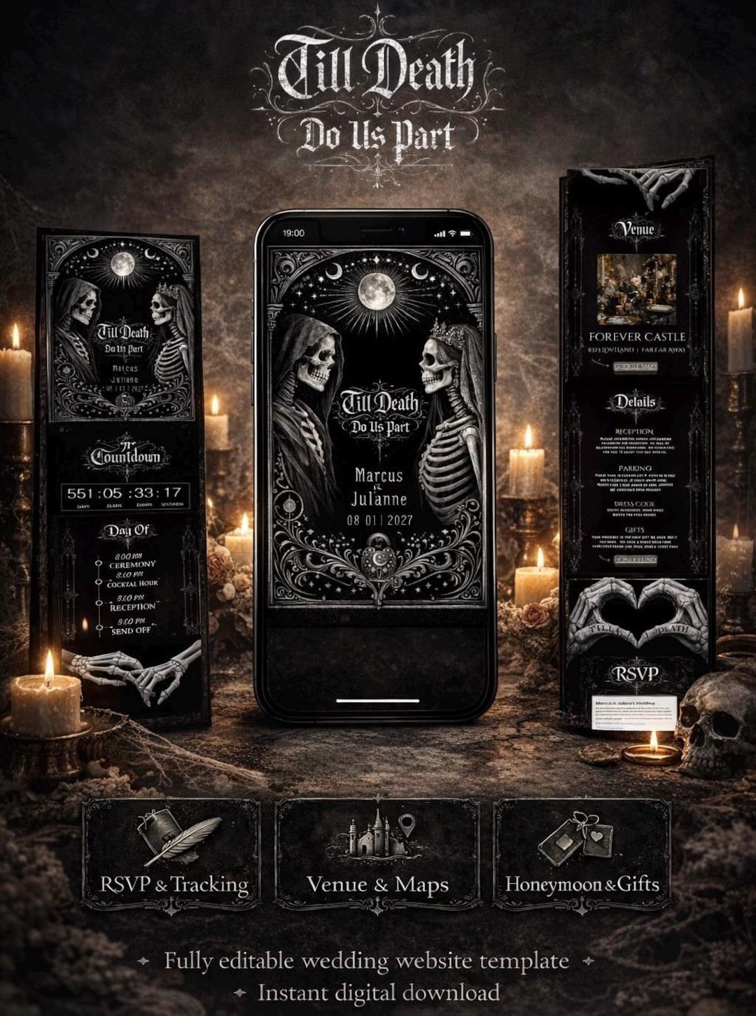 Gothic Wedding Invitation Website | Till Death Do Us Part | Dark ...