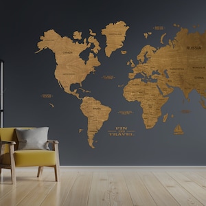 Wooden Maps | Wood World Map | Wall Art Decor | Wooden World Map | Large Map | Wall Wood Map | Housewarming Gift | Home Decor