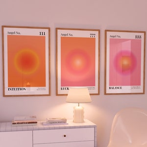 Angel Numbers Set Of Three Prints, Cute Feminine Affirmation Printables, Intuition Luck Balance Poster, Pink Aura Art, DIGITAL DOWNLOAD