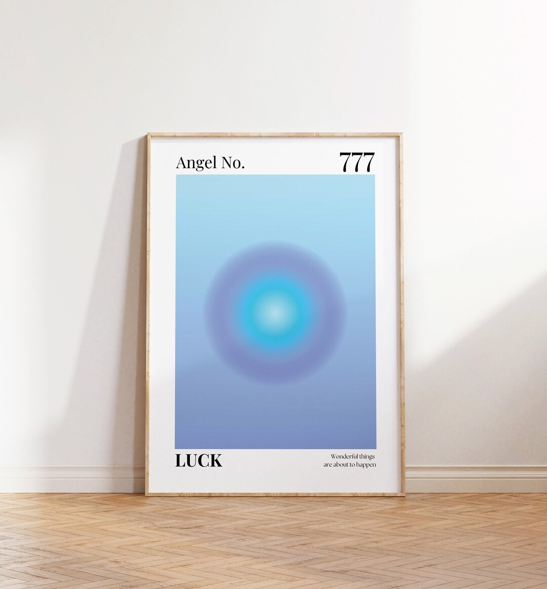 Angel Number 777 Printable, Law of Attraction Print, Blue Angel Number ...