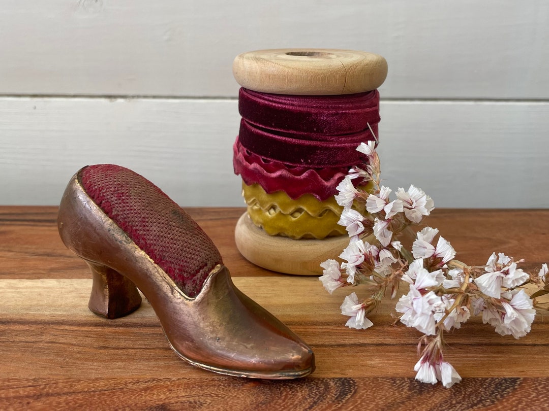 Antique Brass Shoe Pin Cushion 1920s Etsy
