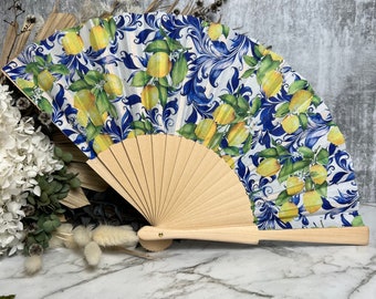 Bamboo Hand Held Fan | Italian Design | Lemon Print