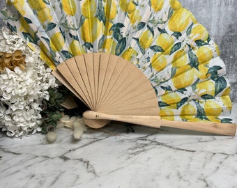 Bamboo Hand Held Fan | Italian Design | Lemon Print