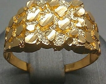 Gold Nugget Ring / Men's Vintage Estate 1980s Gold Vermeil