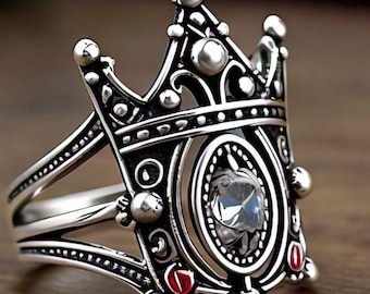 Anillo de corona de plata de ley / Joyería real vintage