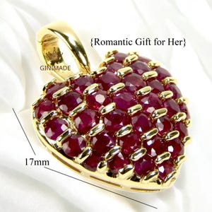 Vintage Ruby Heart Pendant Necklace • 925 Sterling Silver Charm – Gold Plated Red Gemstone Necklace • Gift for Her • Dainty Heart Necklace