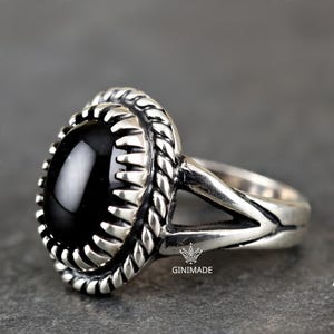 925 Silver Black Onyx Ring • Handmade Statement Ring • Onyx Gemstone Ring for Him & Her • Unisex Boho Jewelry Gift