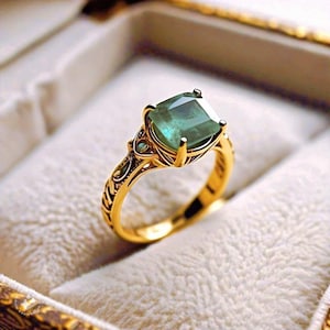 Natuurlijke smaragdgroene sterlingzilveren ringen met CZ-diamanten - Minimalistische edelsteensieraden voor alledaagse elegantie