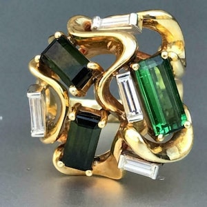 Regalo colorido para ella / Anillo de diseño con múltiples piedras preciosas en plata de ley 925 / Joyería llamativa hecha a mano