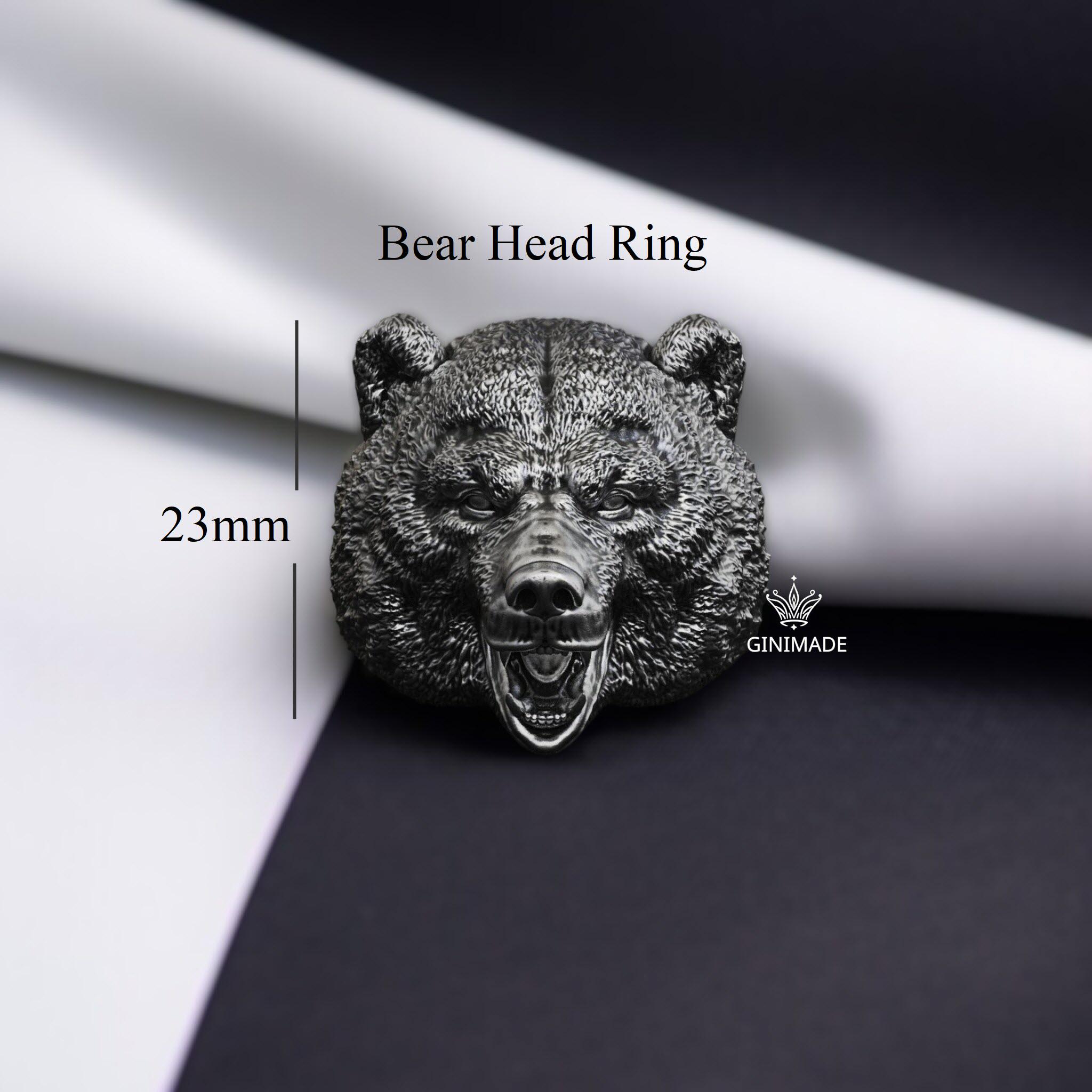 Ours Chevaliere Animal Homme Bague Tête D'ours Bague Animal