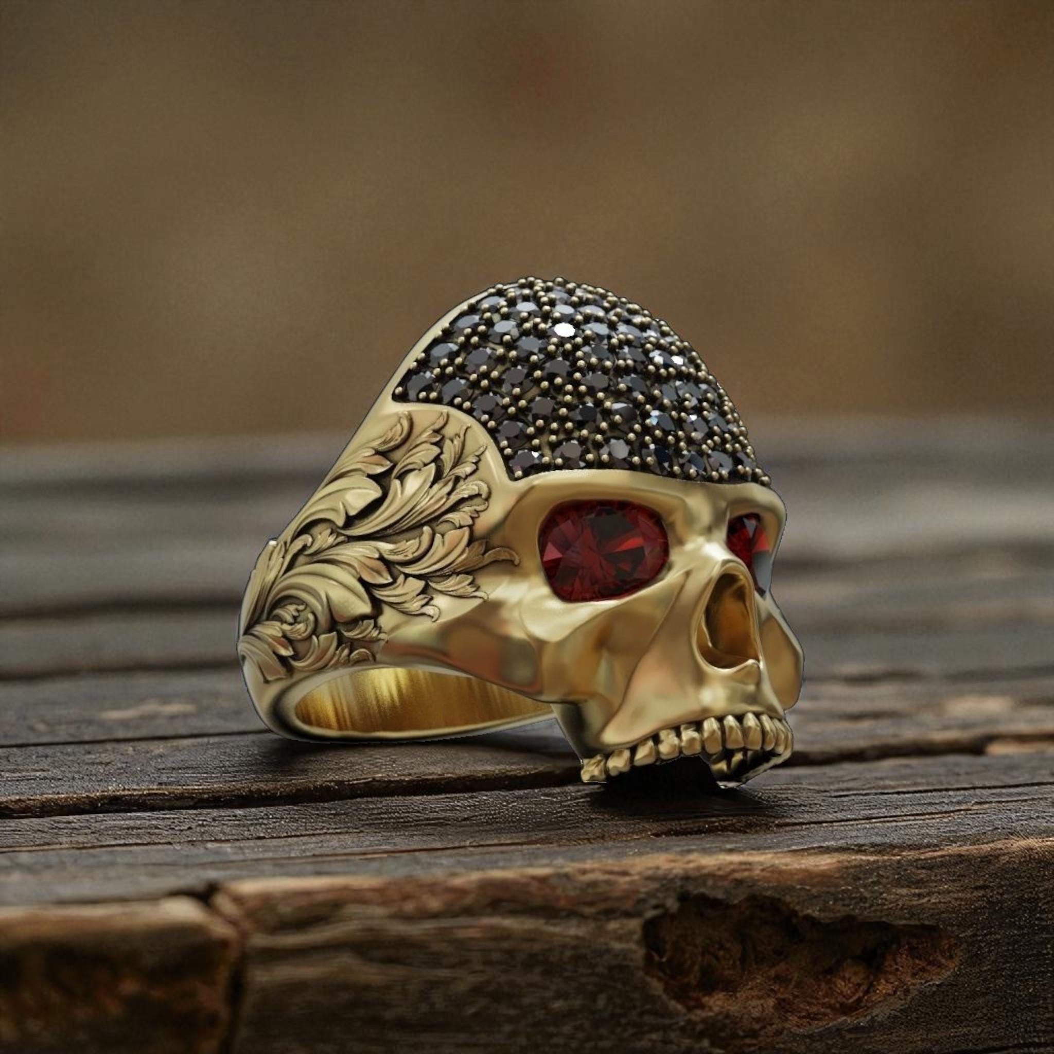 Red Eye Skull Ring - Etsy