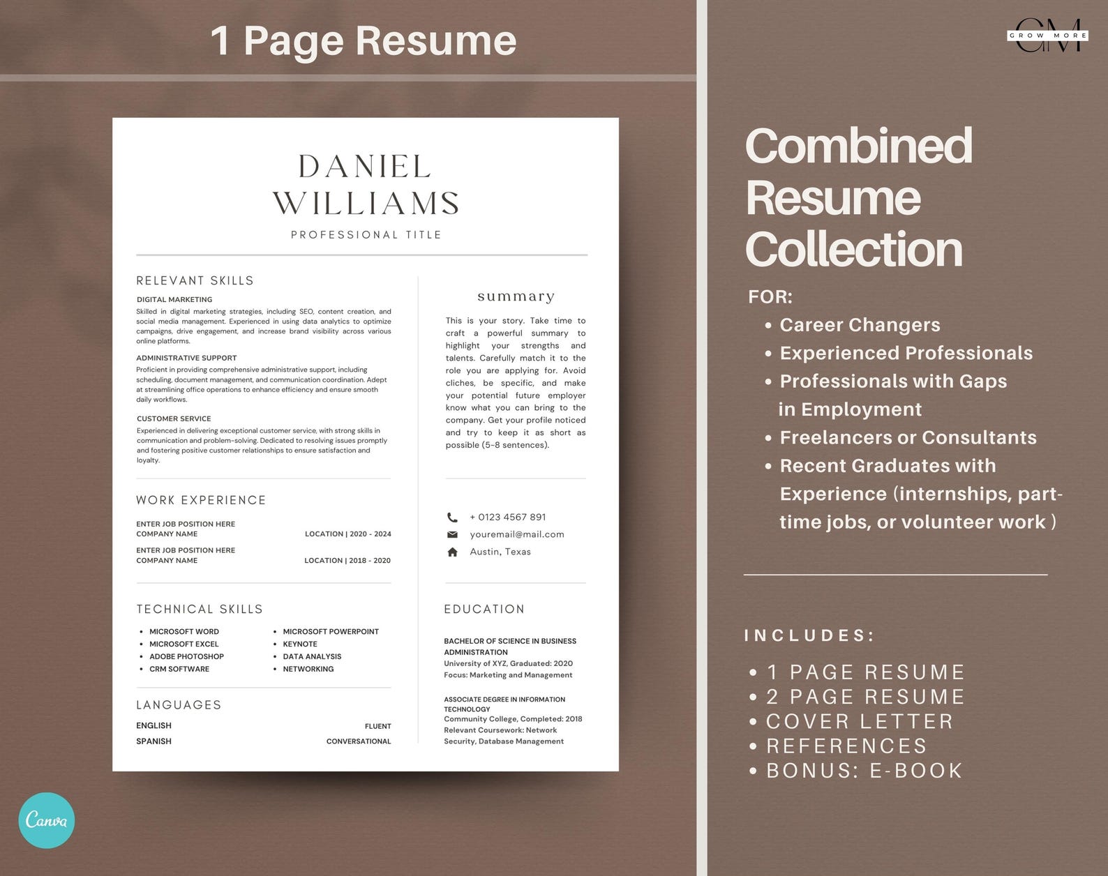 Hybrid Resume Template Canva Modern Combined Resume Example Skill Hybrid Resume Template Canva Modern Combined Resume Example Skill