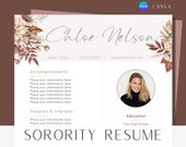 Sorority Resume Download, Sorority Template Resume, Sorority Resume Template with Photo, Sorority Resume Recruitment Packet, Floral Sorority