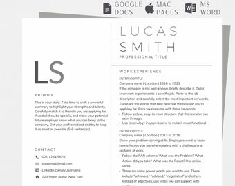 Creative Resume Template, Resume template for Google Docs, Word, Pages, Clean CV Template, Professional Resume and Cover Letter Template