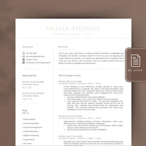 Paquete de plantillas de currículum Clen 2023 con carta de presentación y tarjeta de presentación, plantilla de CV minimalista, currículum vitae simple para Word, currículum vitae creativo
