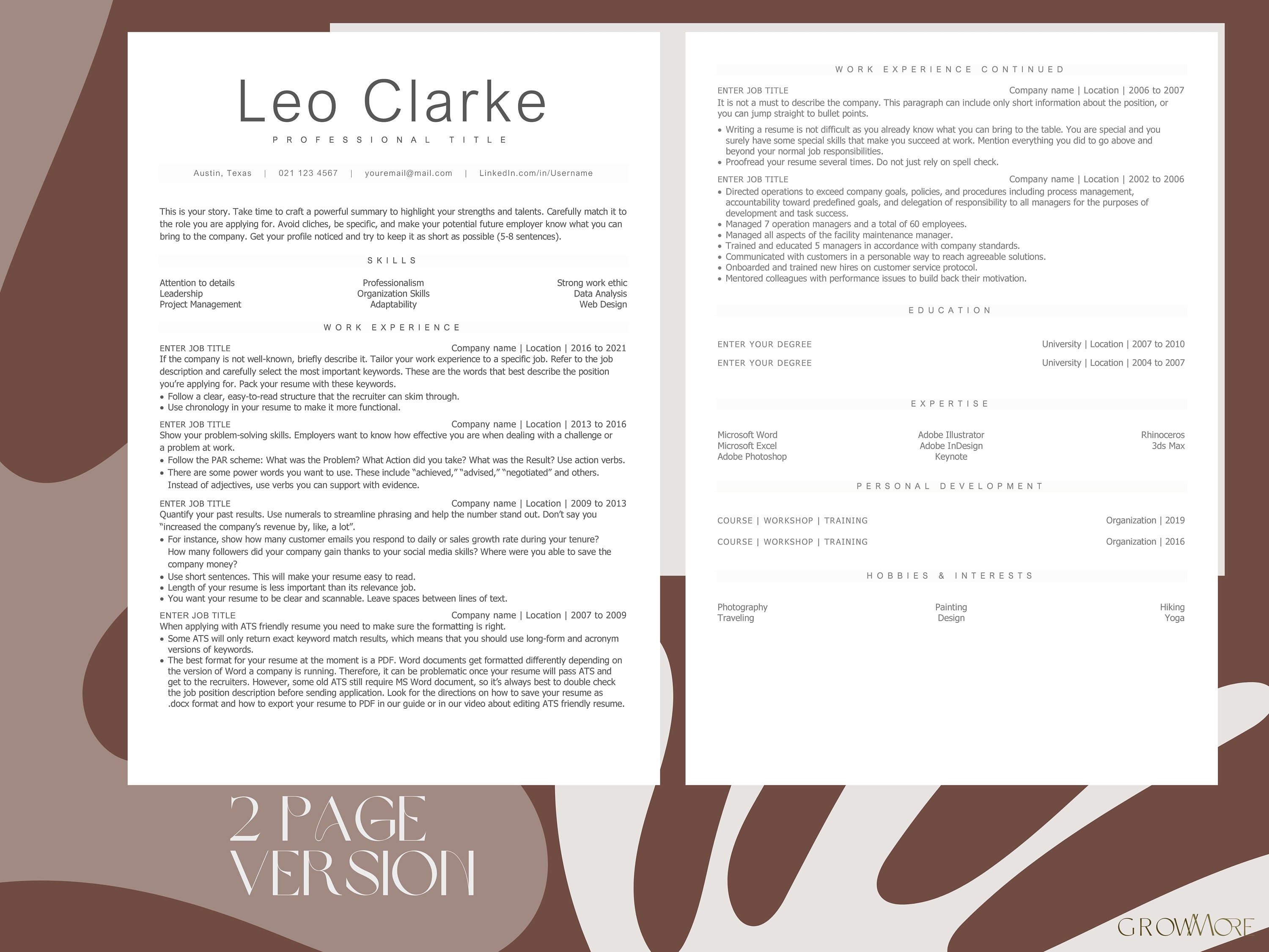 ATS FRIENDLY RESUME, Cover Letter, Cv Template, Digital Download