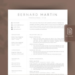 Modèle de CV combiné, CV hybride pour Word, modèle de CV d'une ou deux pages, CV et cartes de visite à téléchargement immédiat