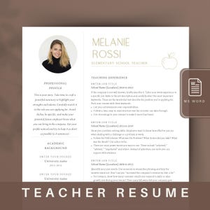 Currículum vitae de profesor moderno de una o dos páginas con carta de presentación y referencias, formato de currículum vitae de profesor en Word, CV de profesor para MS Word