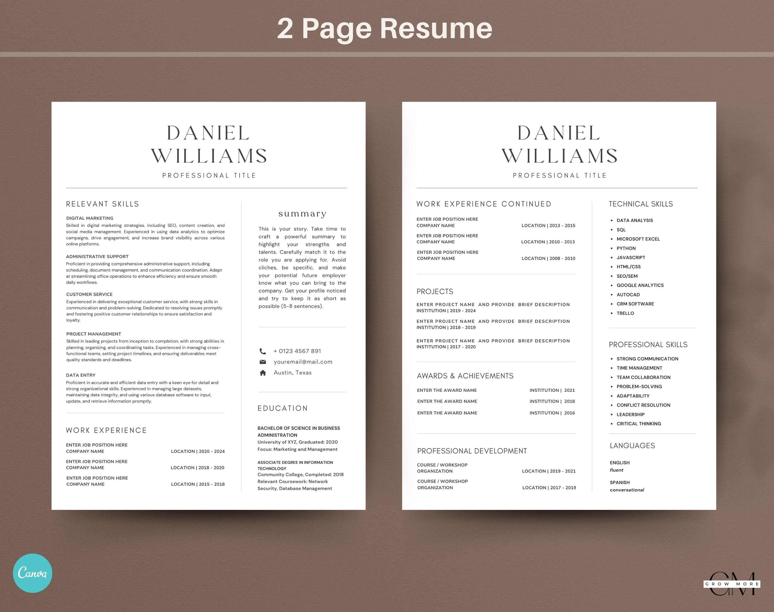 Hybrid Resume Template Canva Modern Combined Resume Example Skill Hybrid Resume Template Canva Modern Combined Resume Example Skill