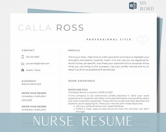 Nurse Resume and Cover Letter, Advanced Practice Nurse Resume, PACU Nurse Resume Template, Register Nurse Resume, Nurse Resume Bundle
