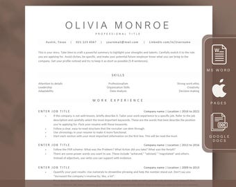 ATS Resume Template, Minimalist CV Design (Google Docs, Word, Pages)