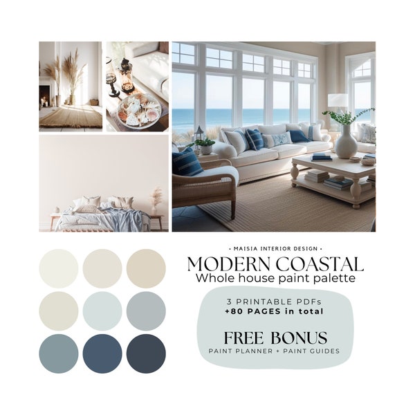 Whole house paint palette Coastal color palette Benjamin Moore color palette WHITE DOVE paint color palette Hale Navy color scheme idea