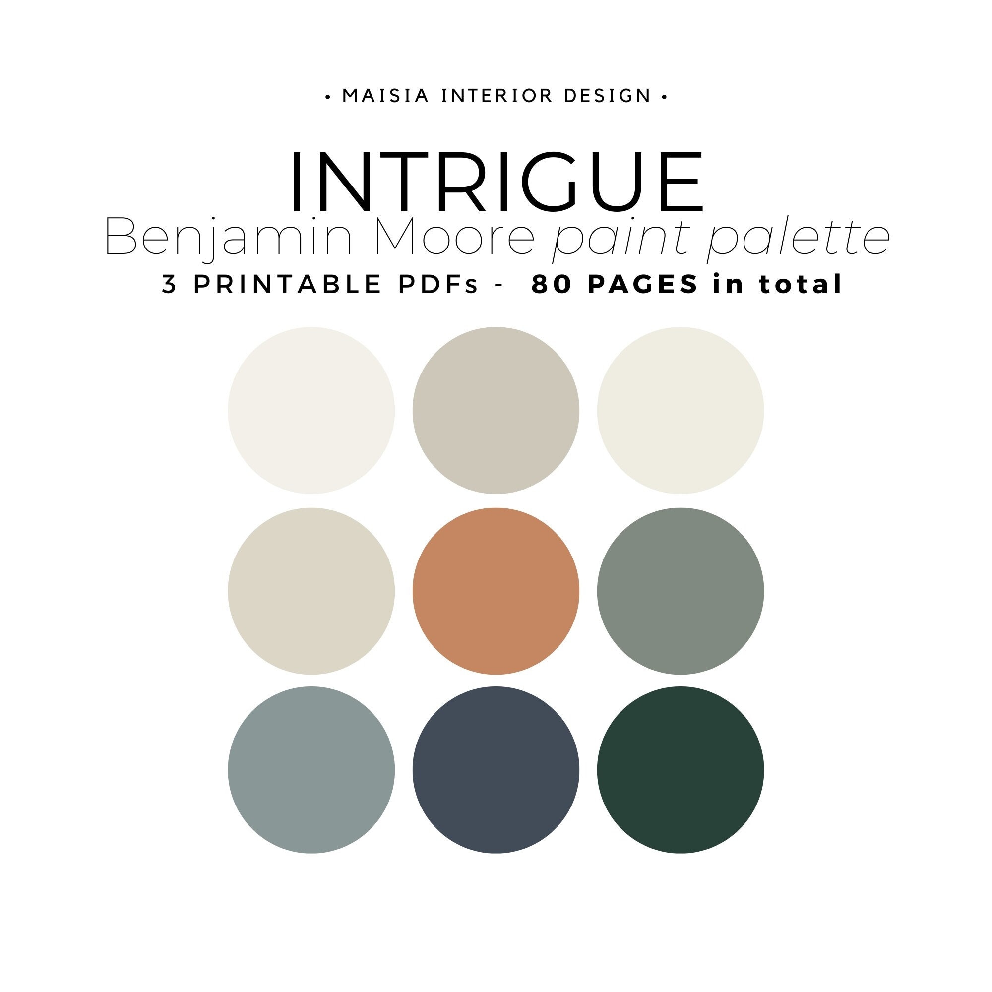 INTRIGUE Benjamin Moore Color Palette Paint Color Palette for Etsy UK
