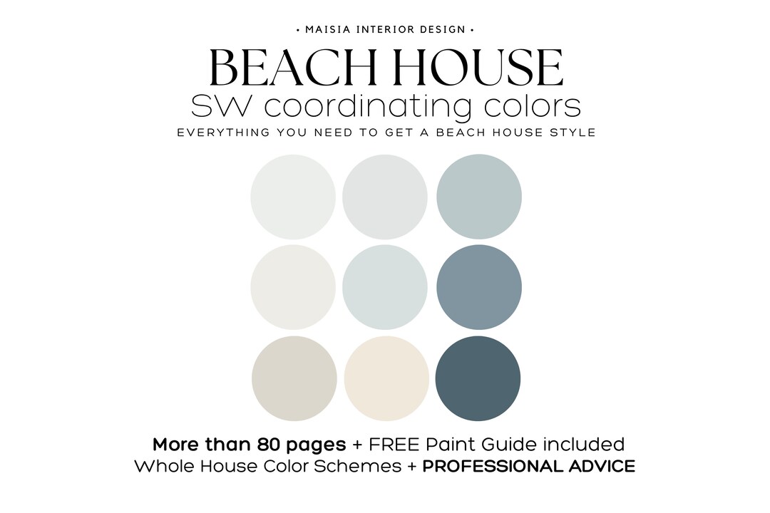 Sherwin Williams COASTAL Color Palette Beach House Color Scheme Whole ...
