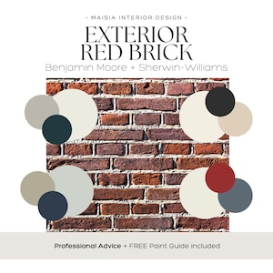 EXTERIOR Paint Palette for RED BRICK Paint color Benjamin Moore color palette Sherwin William color scheme red brick coordinating color idea
