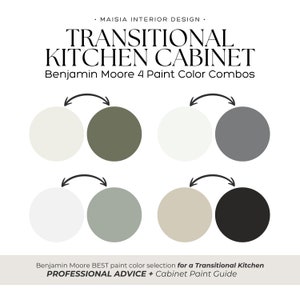Paleta de colores de pintura para GABINETES DE COCINA, diseño de cocina TRANSICIONAL, esquema de colores para gabinetes de Benjamin Moore, ideas para la cocina, combinación de colores para la cocina