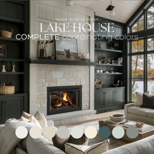 LAKE HOUSE Benjamin Moore Paint Palette Modern Neutral Interior Paint Colors for Home Best Selling Colors Cottage coordinating color scheme