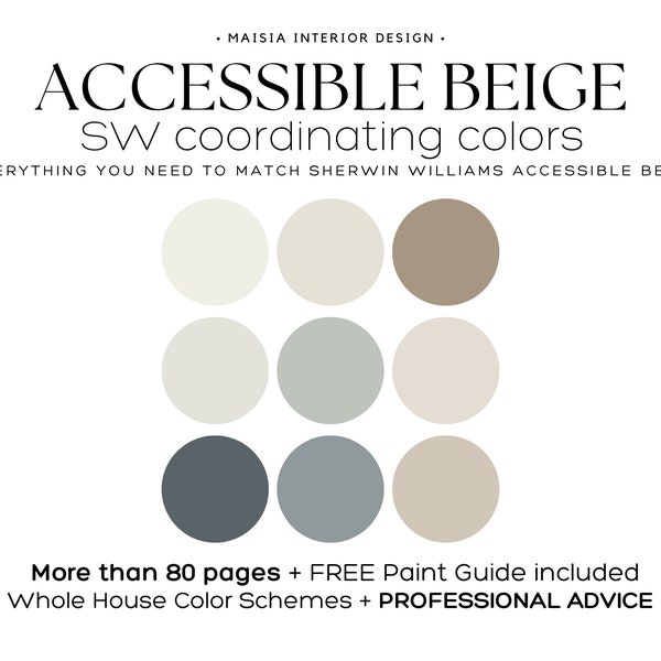 Accessible Beige paint color palette Sherwin Williams Color Palette whole house paint palette Accessible Beige coordinating Color scheme