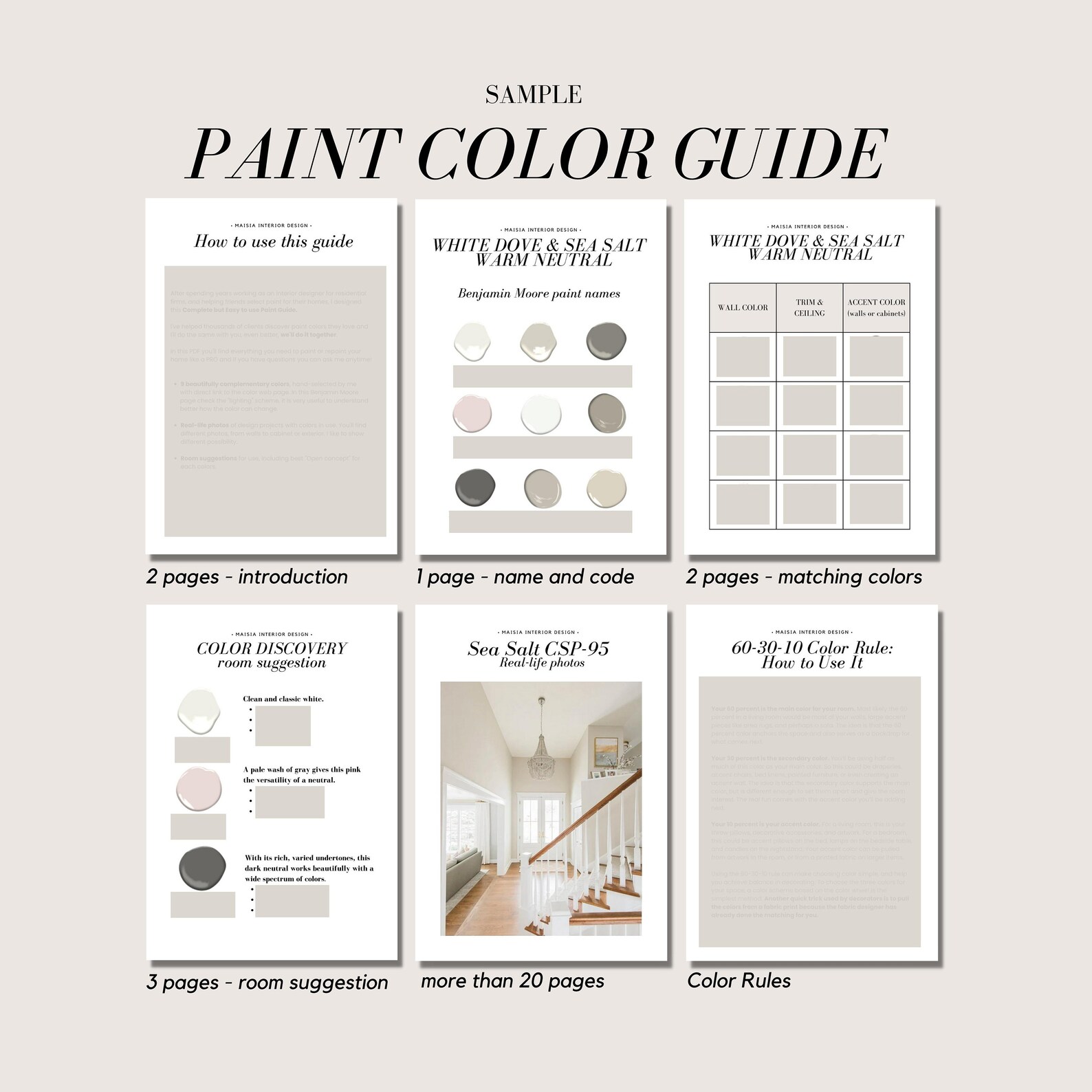 CLOUD WHITE Benjamin Moore Paint Color Palette Interior Paint Etsy